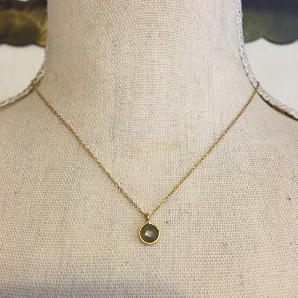 Vtg blue zircon gold plated 925 vermeil necklace